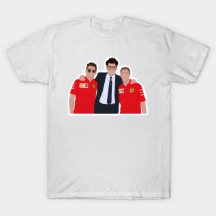 Charles Leclerc, Mattia Binotto and Sebastian Vettel for Ferrari T-Shirt